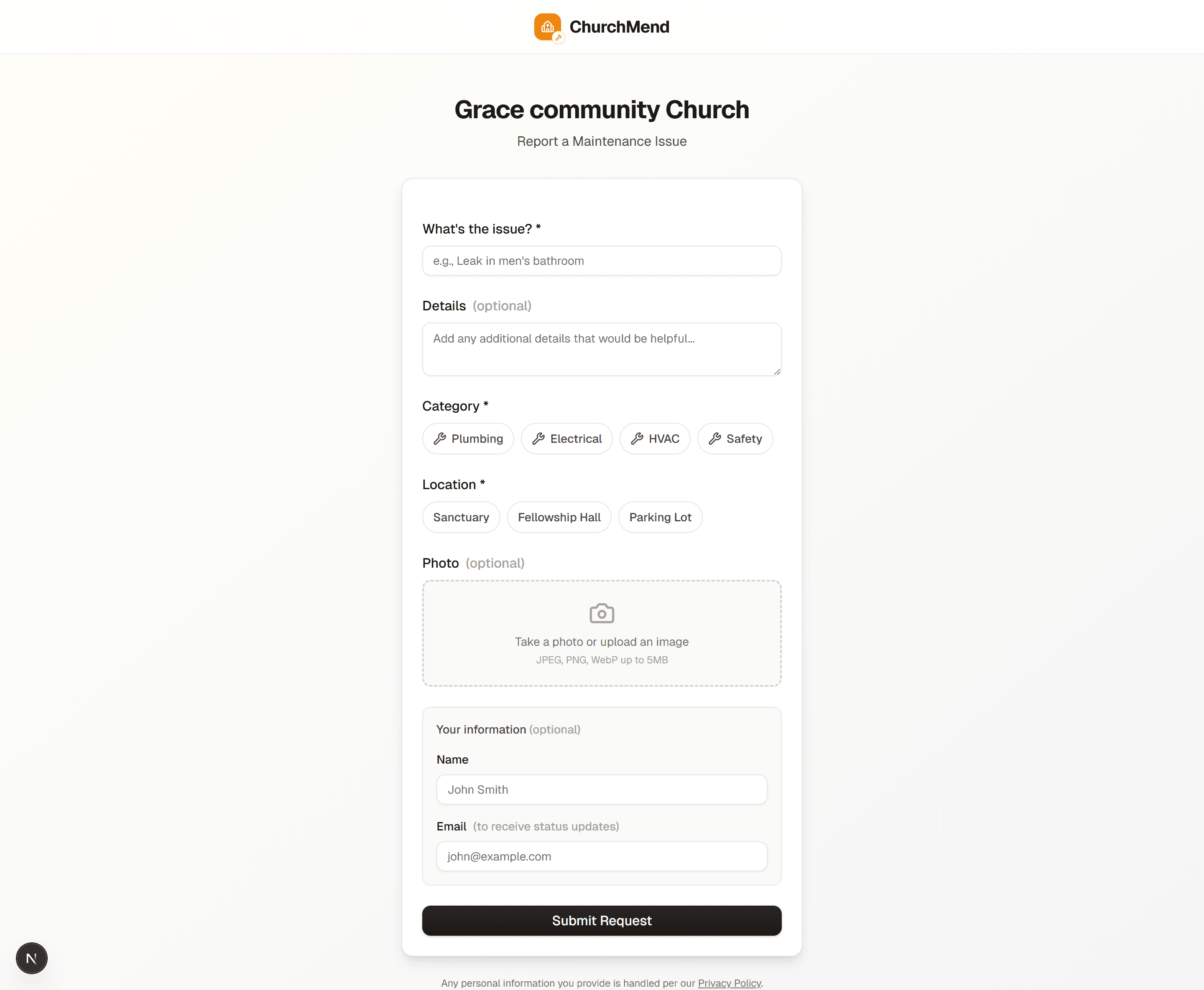 Mobile request form on a phone